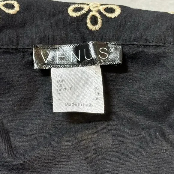 Venus Women's Size 6 Floral Embroidered Eyelet Wrap Tie Romper 100% Cotton Boho - Picture 5 of 9